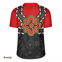 Australia V-Neck Rugby Jerseys Aboriginal Inspired Symbol Pattern
