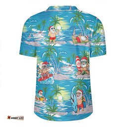 Australia Surfing Christmas V-Neck Rugby Jerseys - Tropical Santa Surfing Funny V-Neck Rugby Jerseys