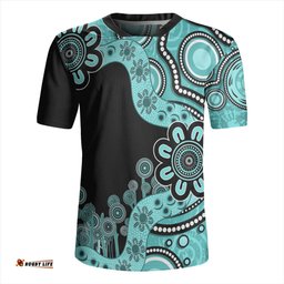 Australia V-Neck Rugby Jerseys Aboriginal Indigenous Dot Painting Turquoise