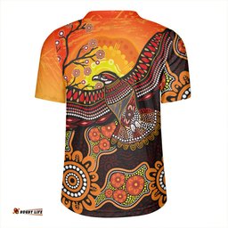 Australia V-Neck Rugby Jerseys Eagle Aboriginal Dot Painting Traditional