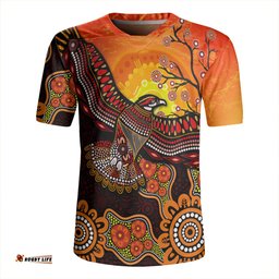 Australia V-Neck Rugby Jerseys Eagle Aboriginal Dot Painting Traditional