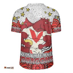 St. George Illawarra Dragons Custom V-Neck Rugby Jerseys - Custom With Aboriginal Inspired Style Of Dot Painting Patterns V-Neck Rugby Jerseys