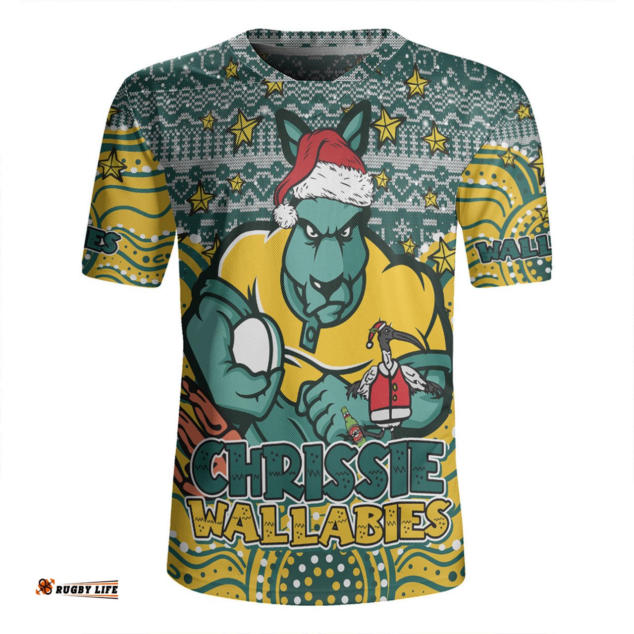 Australia Wallabies Christmas Custom V-Neck Rugby Jerseys - Christmas Knit Patterns Vintage Jersey Ugly V-Neck Rugby Jerseys