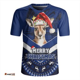 Australia V-Neck Rugby Jerseys Holiday Kangaroo Merry Christmas Blue
