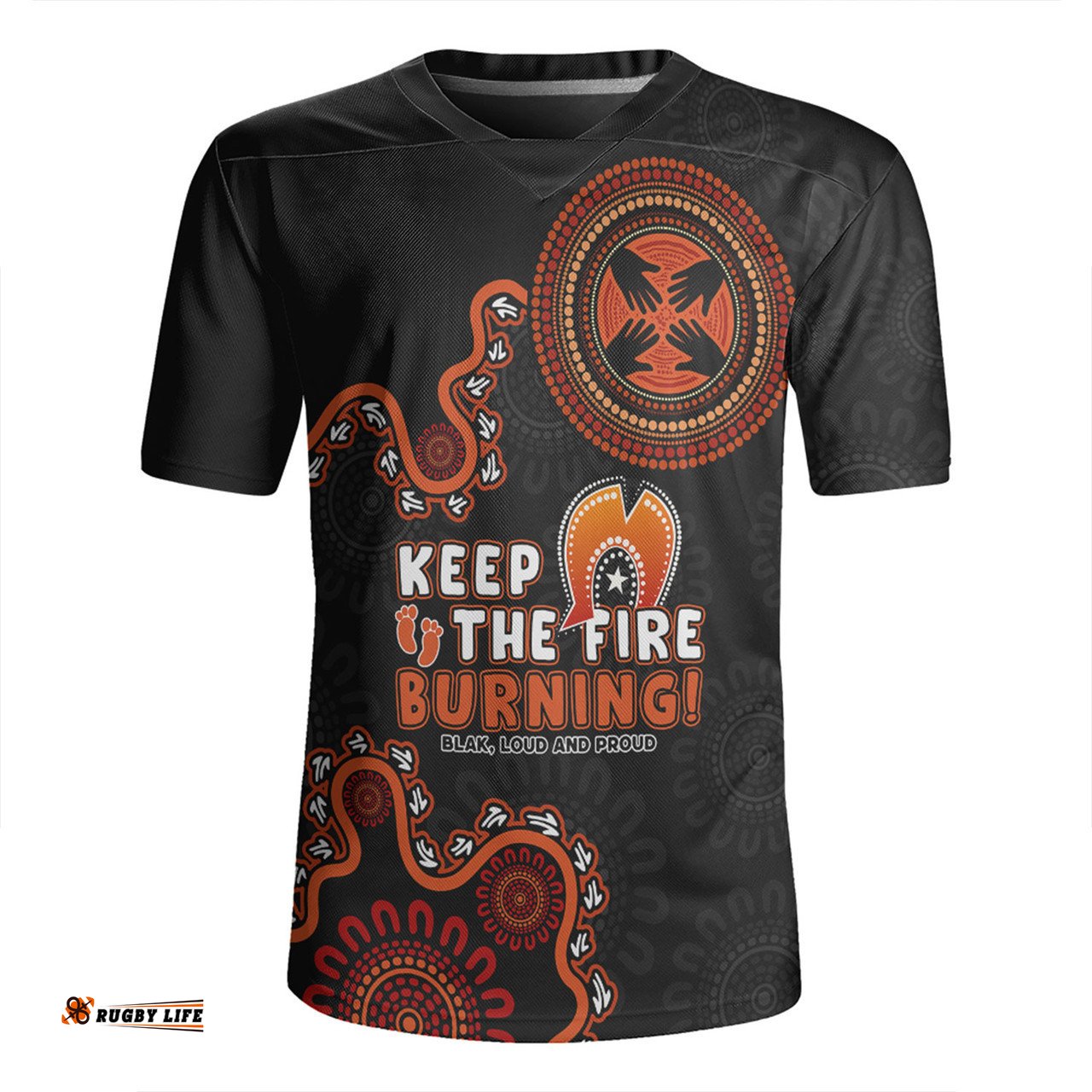 Australia V-Neck Rugby Jerseys Naidoc Week 2024 Keep The Fire Burning Aboriginal Dot Art Inspired