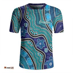 Australia Turtles Aboriginal Custom V-Neck Rugby Jerseys - Dreamtime River And Turtles Dot Art Painting V-Neck Rugby Jerseys
