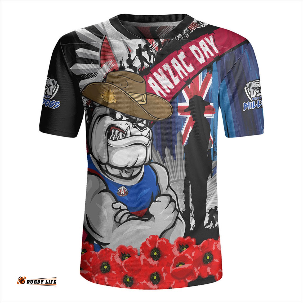 Western Bulldogs V-Neck Rugby Jerseys Anzac Day Honor United In Spirit