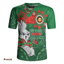 South Sydney Rabbitohs V-Neck Rugby Jerseys Aboriginal Indigenous Naidoc Week Dreamtime Dot Painting With Flag
