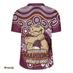 Queensland Maroons V-Neck Rugby Jerseys Aboriginal Inspired Tough Fan Rugby For Life