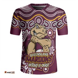 Queensland Maroons V-Neck Rugby Jerseys Aboriginal Inspired Tough Fan Rugby For Life