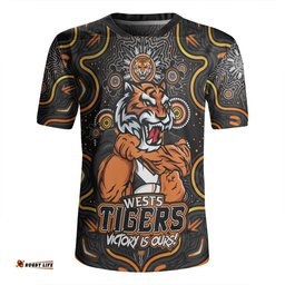 Wests Tigers V-Neck Rugby Jerseys Aboriginal Pattern Inspired Victory Is Ours