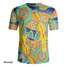 Australia Platypus Aboriginal V-Neck Rugby Jerseys - Yellow Platypus With Aboriginal Art Dot Painting Patterns Inspired V-Neck Rugby Jerseys
