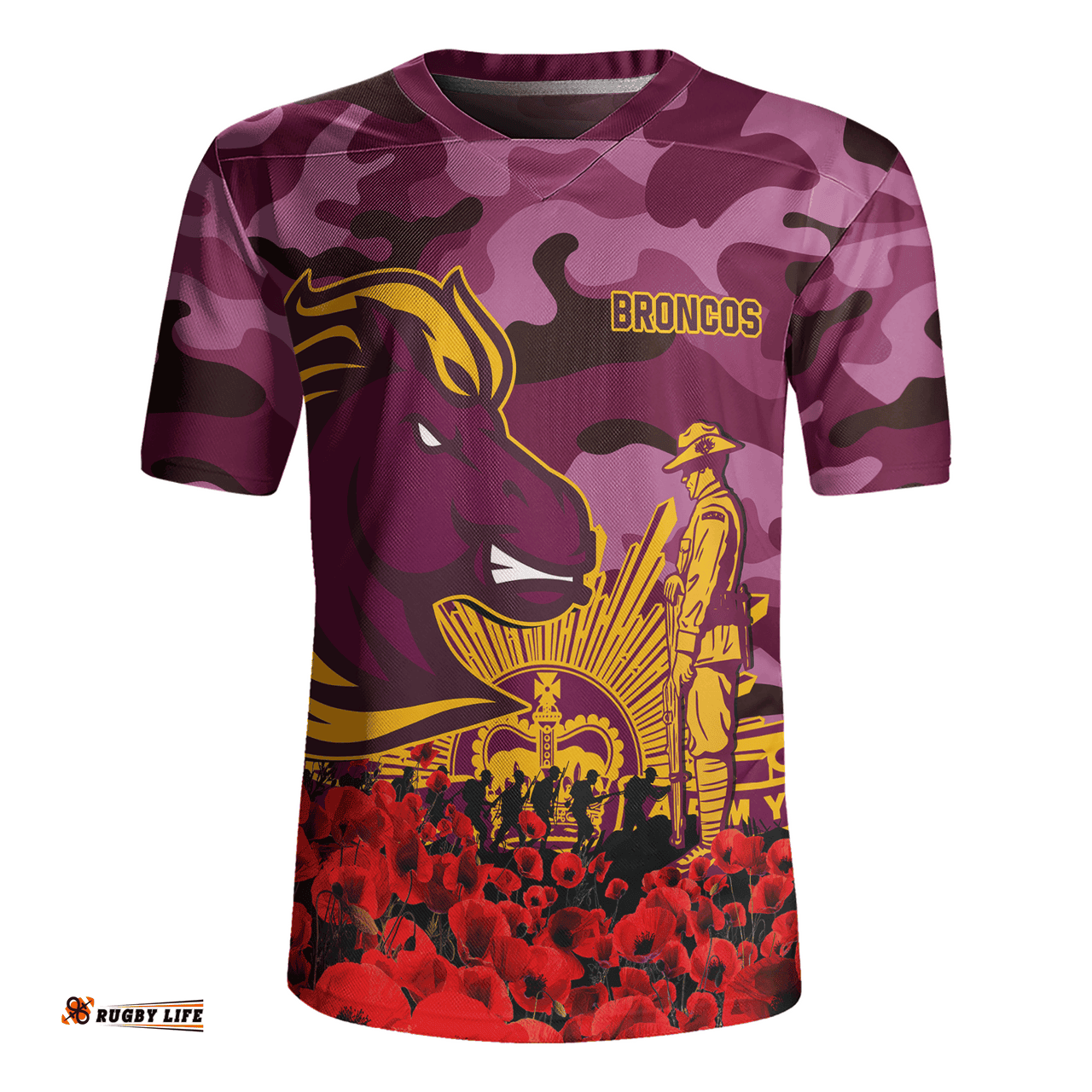 Brisbane Broncos Brisbane Broncos Anzac Day Lest We Forget Rugby Jersey