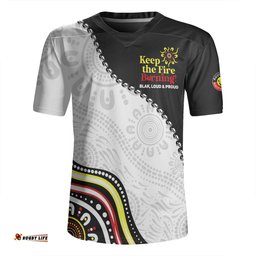 Australia Naidoc Week Indigenous Culture Inspired Keep the Fire Burning! Blak, Loud and Proud Rugby Jersey