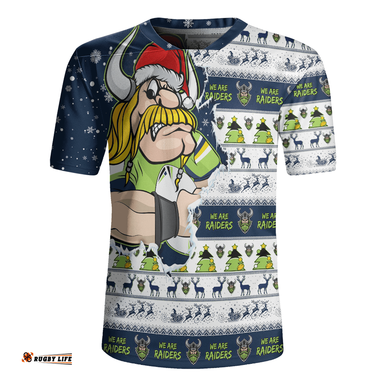 Canberra Raiders Merry Christmas Our Beloved Team Scratch Style Rugby Jersey