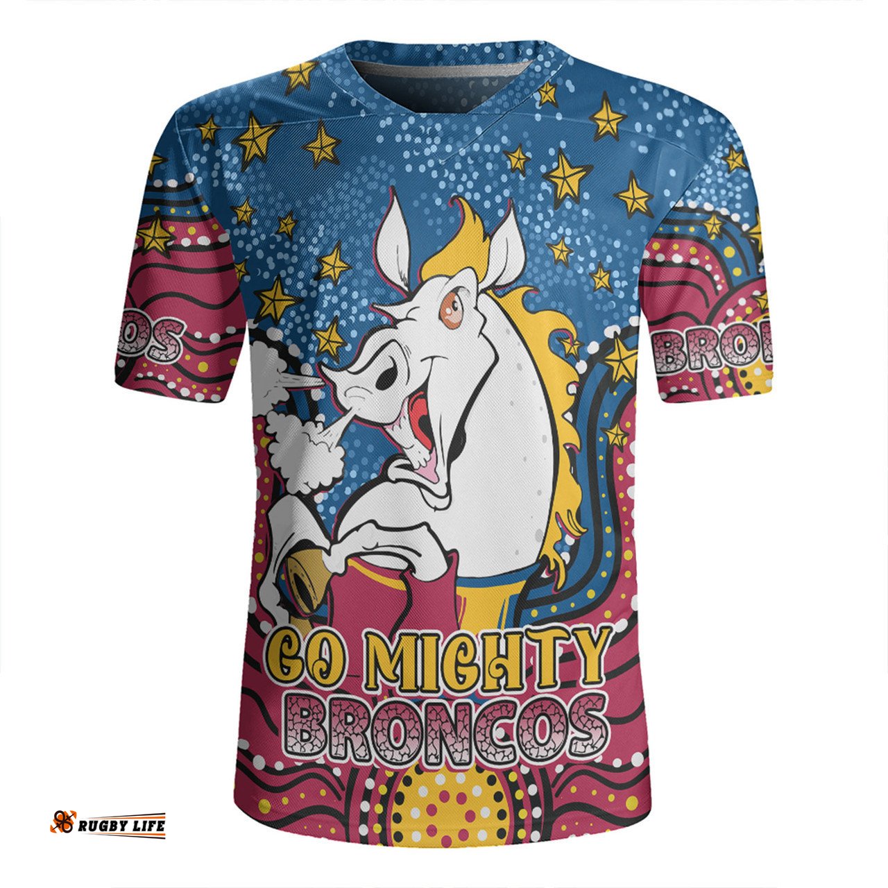 Brisbane Broncos Custom Custom With Aboriginal Inspired Style Of Dot Painting Patterns Rugby Jersey
