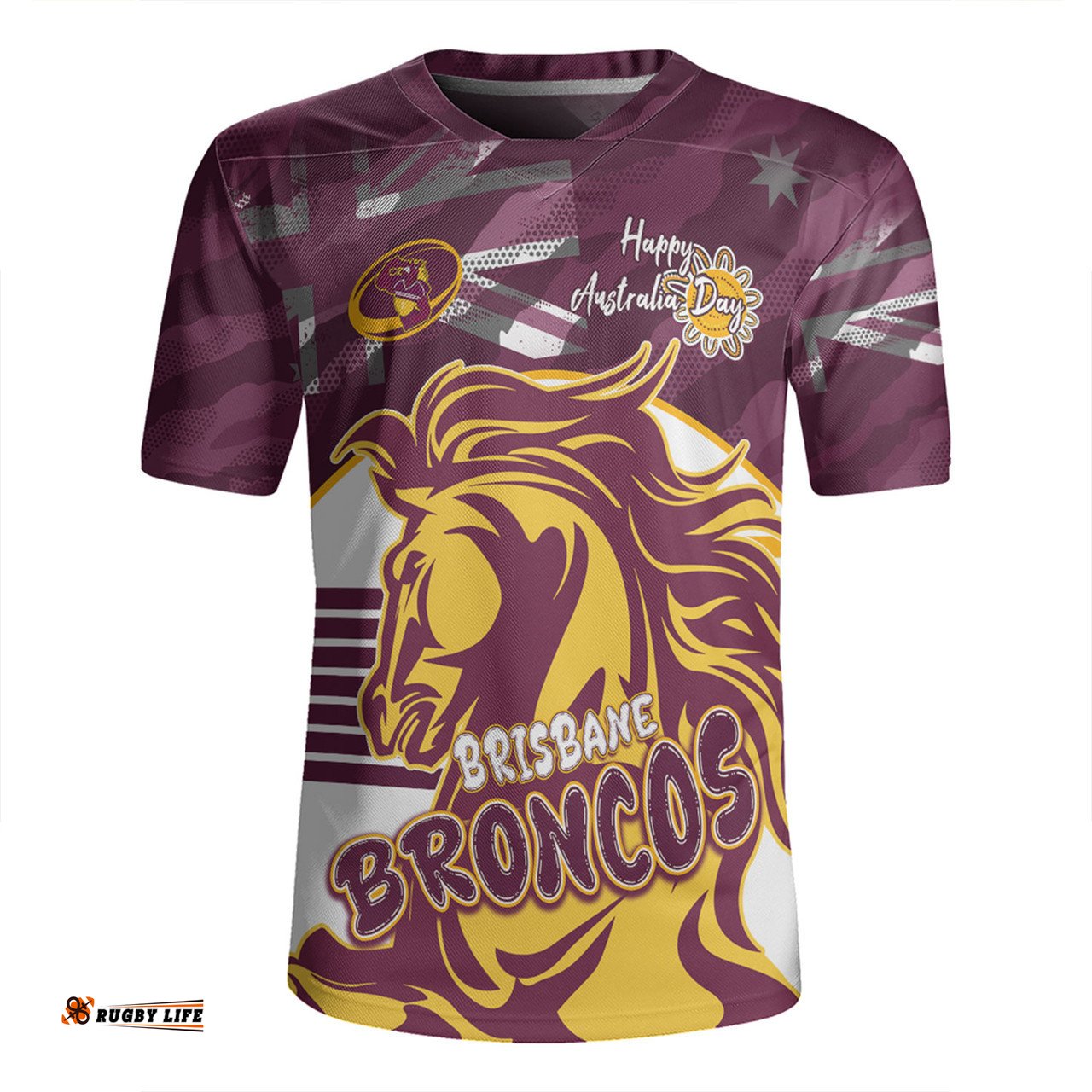 Brisbane Broncos Happy Australia Day We Are One And Free Rugby Jersey