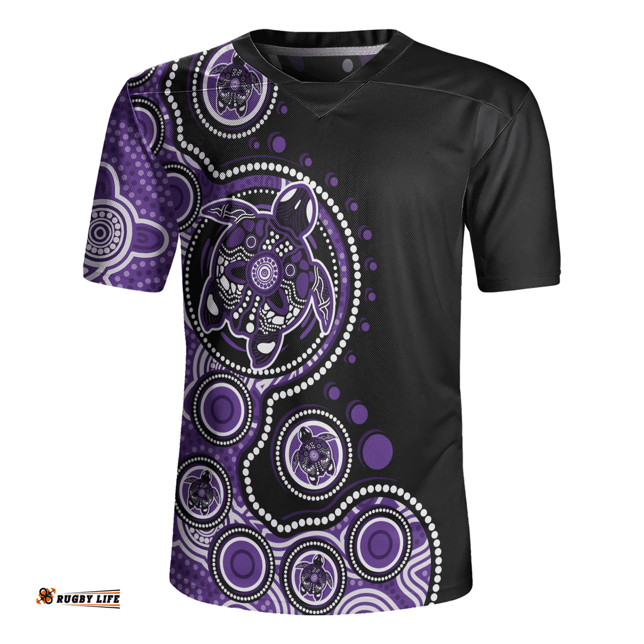 Australia Indigenous Turtle Aboriginal Dot Art Purple Rugby Jersey
