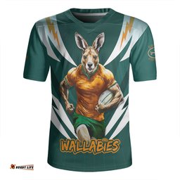 Australia Wallabies Championship Sport Style Green Rugby Jersey