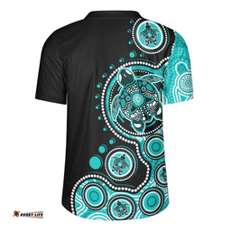Australia Indigenous Turtle Aboriginal Dot Art Turquoise Rugby Jersey