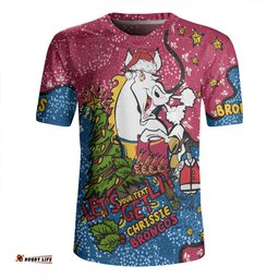 Brisbane Broncos Christmas Custom Let's Get Lit Chrisse Pressie Rugby Jersey