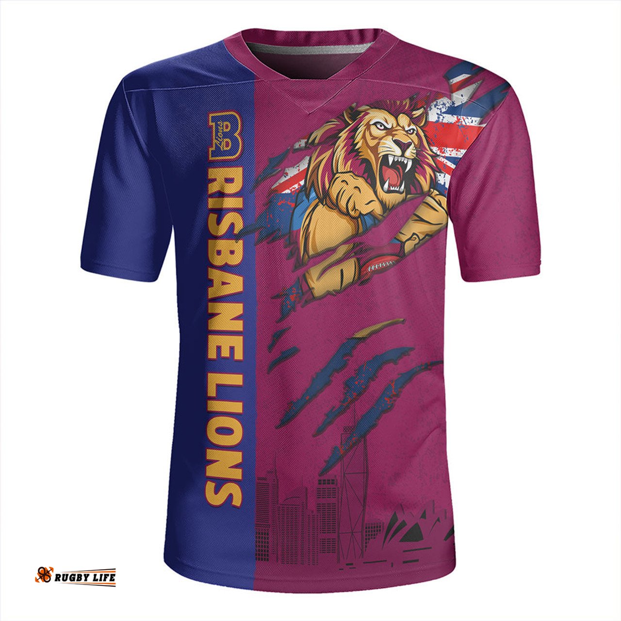 Brisbane Lions Burning Passion Of Power Scratch Style Rugby Jersey