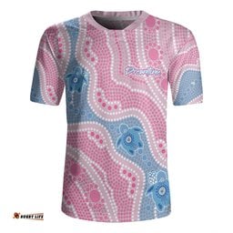 Australia Turtles Aboriginal Custom Dreamtime River And Turtles Dot Art Painting Pink Rugby Jersey