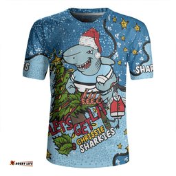 Cronulla Sutherland Sharks Christmas Custom Let's Get Lit Chrisse Pressie Rugby Jersey