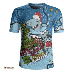 Cronulla Sutherland Sharks Christmas Custom Let's Get Lit Chrisse Pressie Rugby Jersey