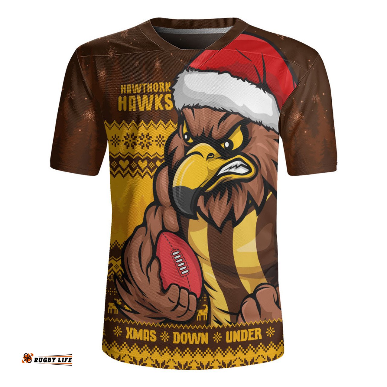 Hawthorn Merry Christmas Down Under Footy Power Style Rugby Jersey