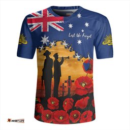 Australia Remembrance Day Fields Of Poppies Honoring The Fallen Rugby Jersey