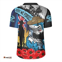 Cronulla Sutherland Sharks United In Spirit Anzac Day Tribute Rugby Jersey