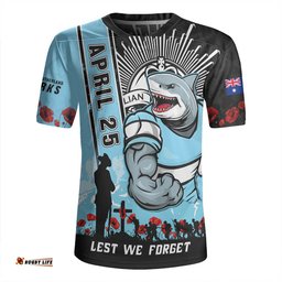 Cronulla Sutherland Sharks Anzac Day Lest We Forget Strong Fighting Spirit Rugby Jersey