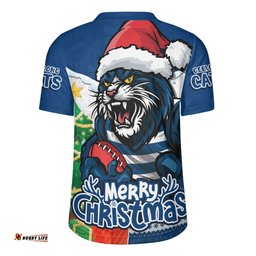 Geelong Cats Santa Scoring Touchdown On Christmas Game Day Rugby Jersey