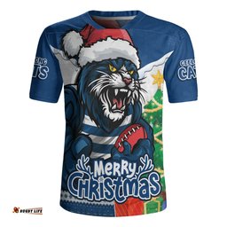 Geelong Cats Santa Scoring Touchdown On Christmas Game Day Rugby Jersey