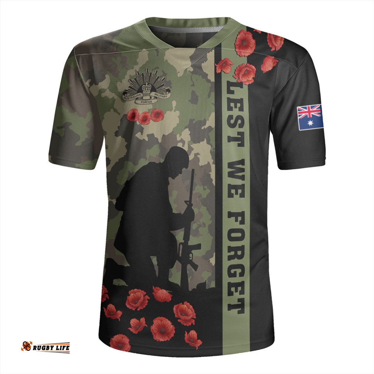 Australia Lest We Forget Military Camouflage Simple Style Rugby Jersey