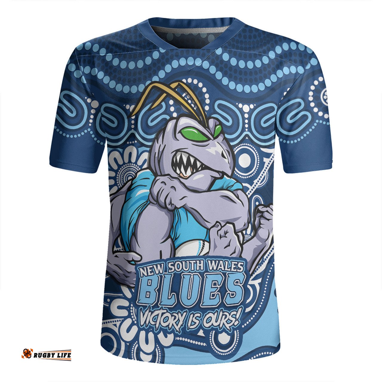 New South Wales Blues Aboriginal Inspired Tough Fan Rugby For Life Rugby Jersey