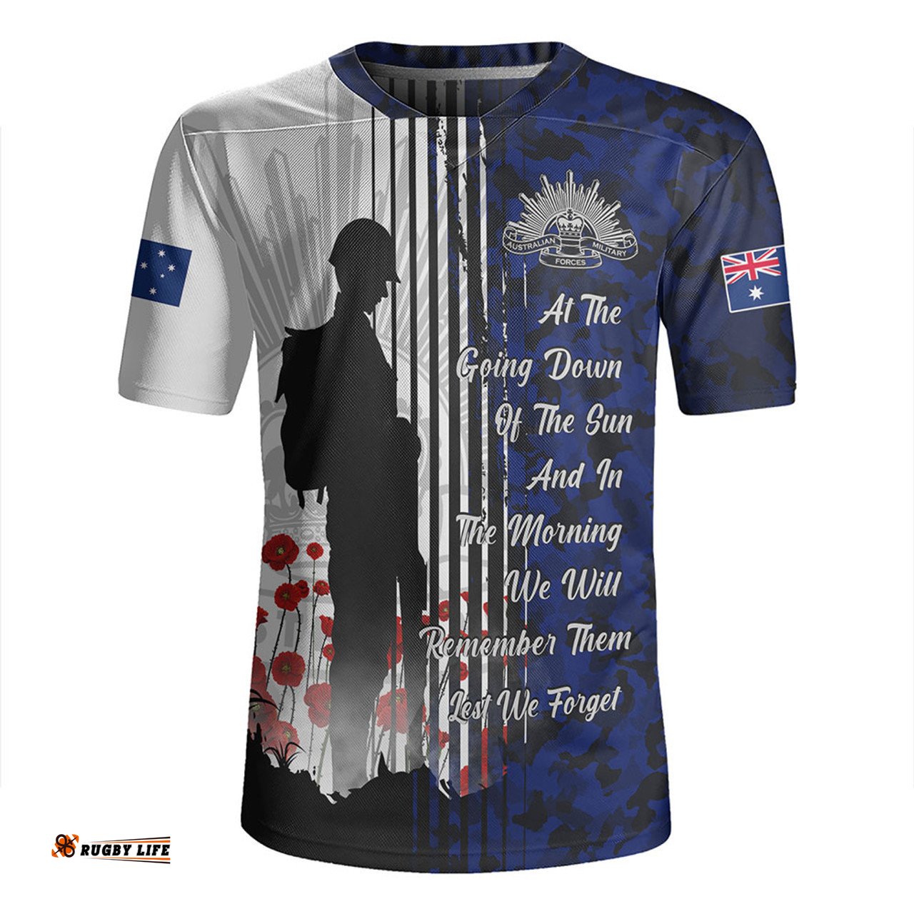 Australia Spirit Of Remembrance Day Lest We Forget Blue Rugby Jersey
