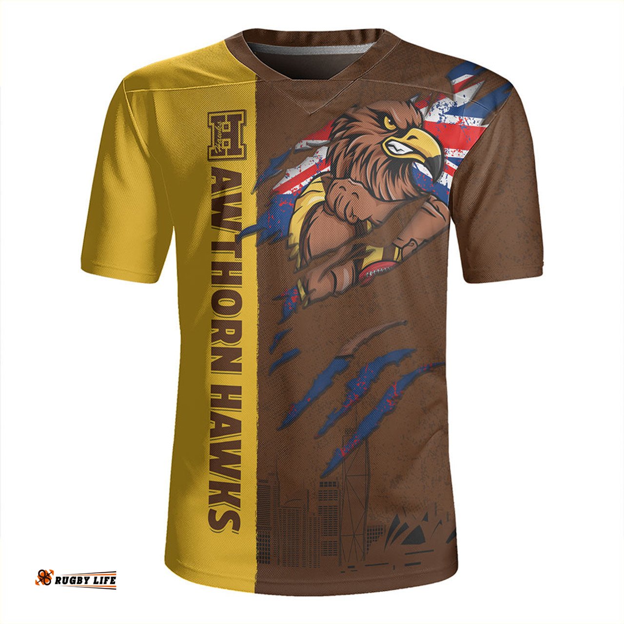 Hawthorn Burning Passion Of Power Scratch Style Rugby Jersey