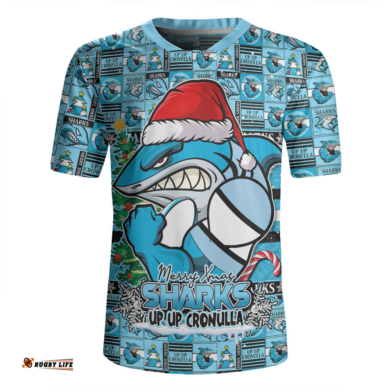 Cronulla Sutherland Sharks Merry Ugly Christmas Comic Style Rugby Jersey