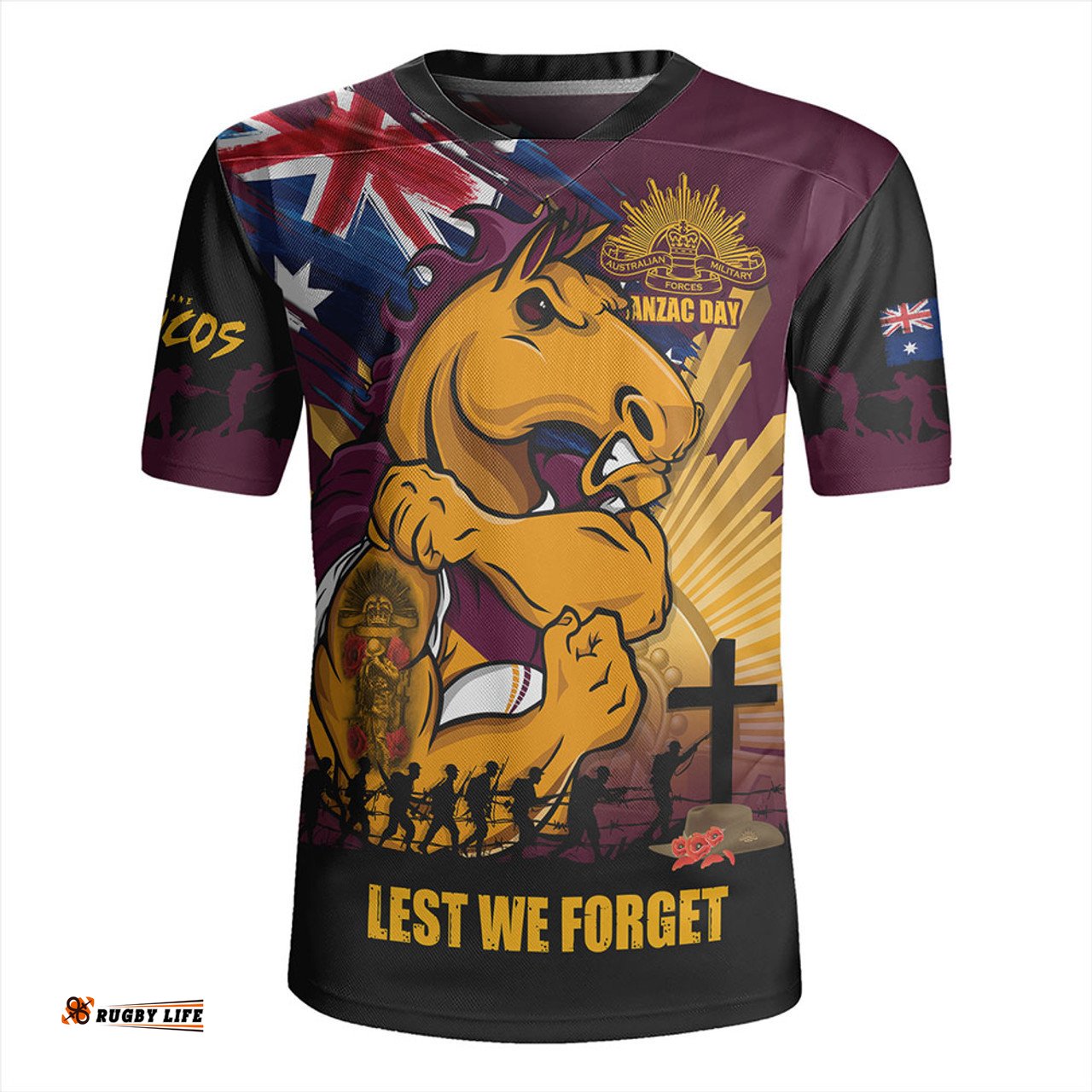 Brisbane Broncos Fearless ANZAC Defender Rugby Jersey