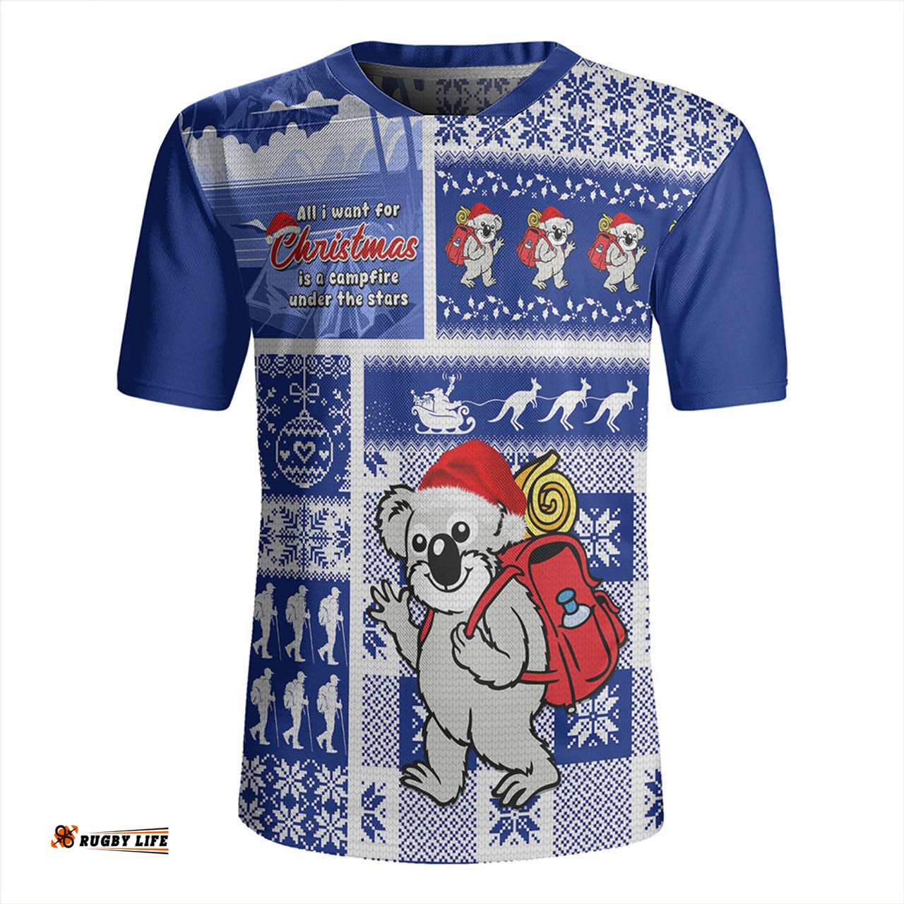 Australia Koala Wonderland Christmas Blue Rugby Jersey
