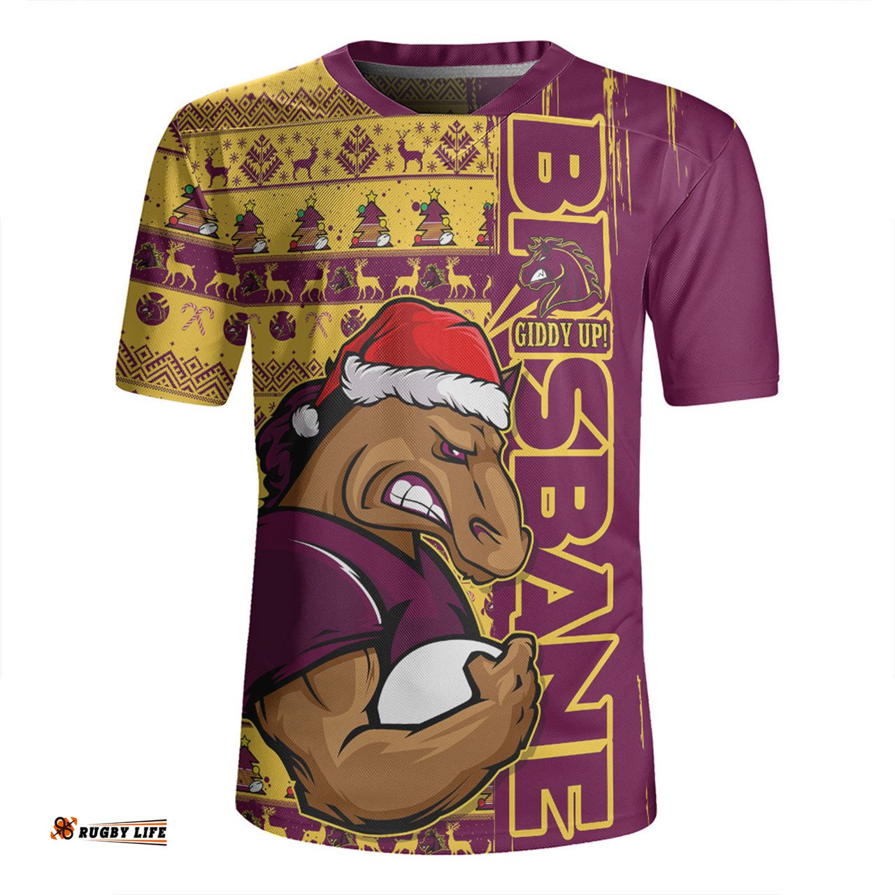 Brisbane Broncos Merry Ugly Xmas Nordic Pattern Style Rugby Jersey