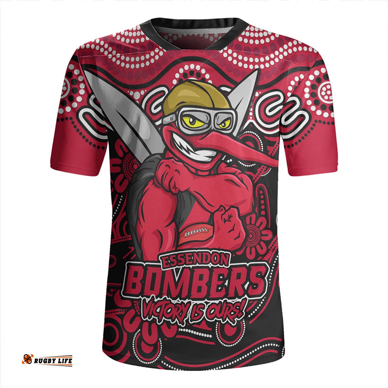 Essendon Aboriginal Inspired Tough Fan Football For Life Rugby Jersey