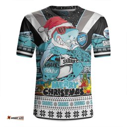Cronulla Sutherland Sharks Christmas Custom Sharks Santa Aussie Big Things Rugby Jersey