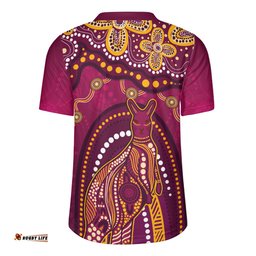 Indigenous Australian Aboriginal Kangaroo Dreaming Outback Spirit Edition Maroons Rugby Jersey