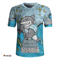 Cronulla Sutherland Sharks Custom Team With Dot And Star Patterns For Tough Fan Rugby Jersey