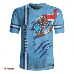 New South Wales Blues Happy Australia Day Flag Scratch Style Rugby Jersey