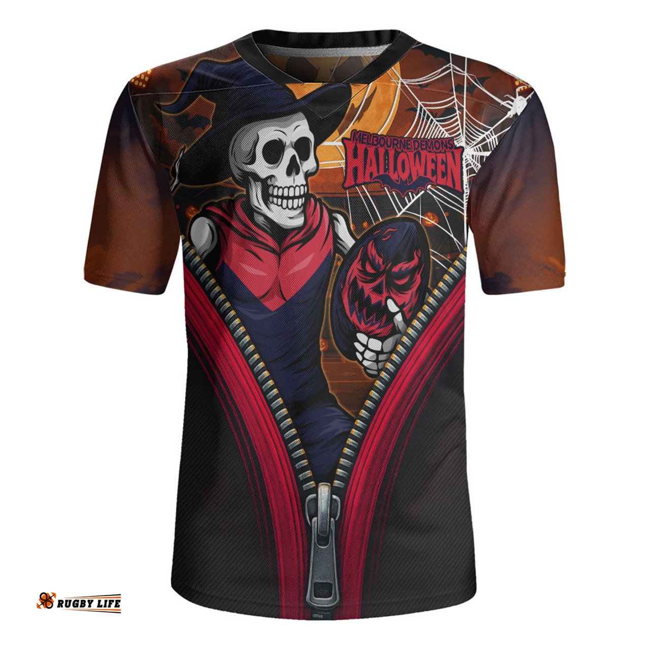 Melbourne Halloween Night Reaper Zipper Rugby Jersey