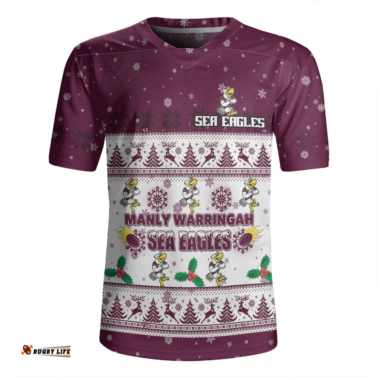 Manly Warringah Sea Eagles Christmas Custom Special Ugly Christmas Rugby Jersey